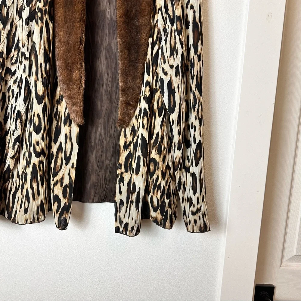 Chico’s Pleated Elegance Collar Jacket Faux Fur Animal Print sz L - Picture 7 of 8